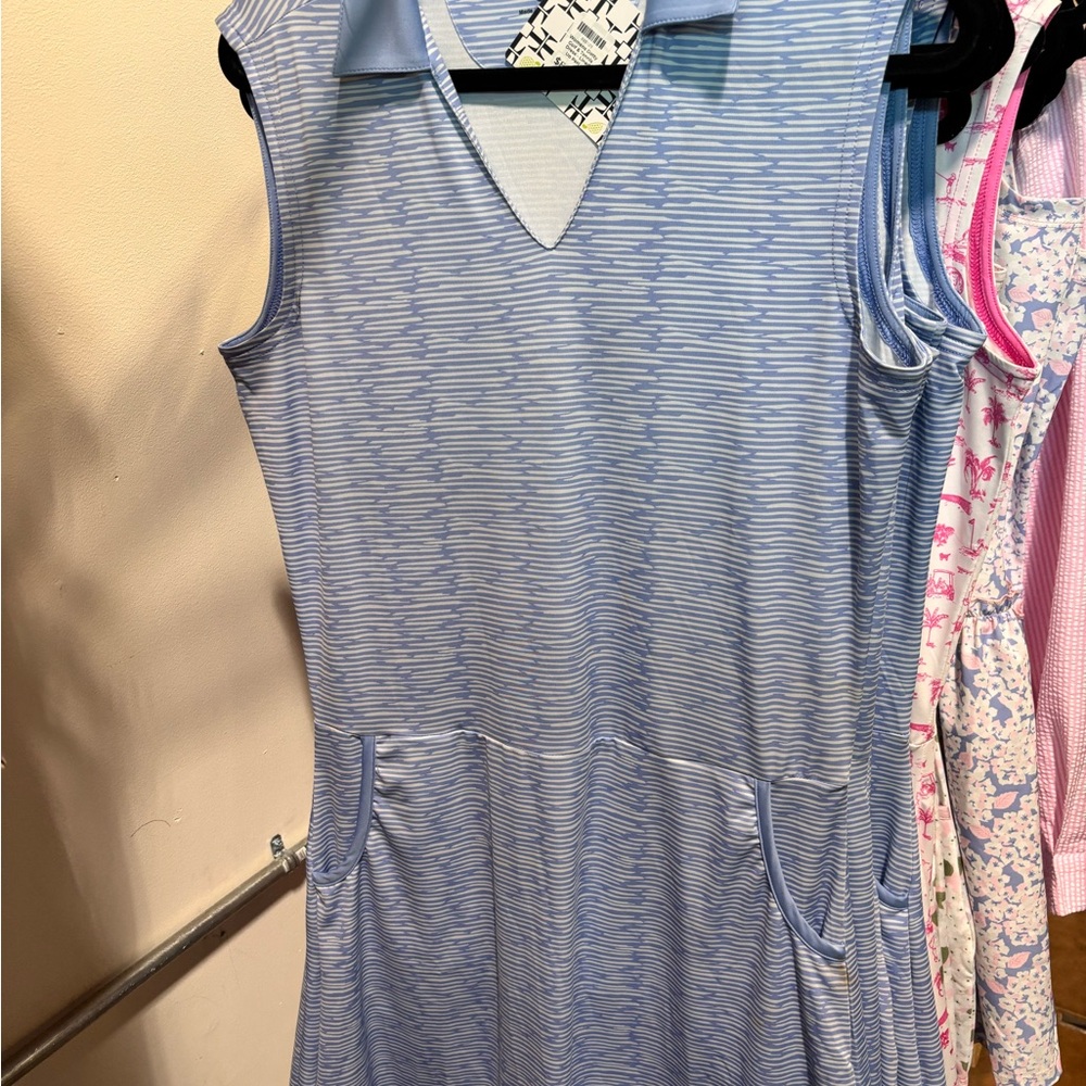Turtle and Tees Blue Sleeveless Tennis and Golf Women's Dress